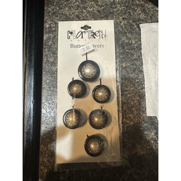 Vintage Button Covers Fashion Accessory Snap on Faux Pearl Makeover Brass - Picture 1 of 4